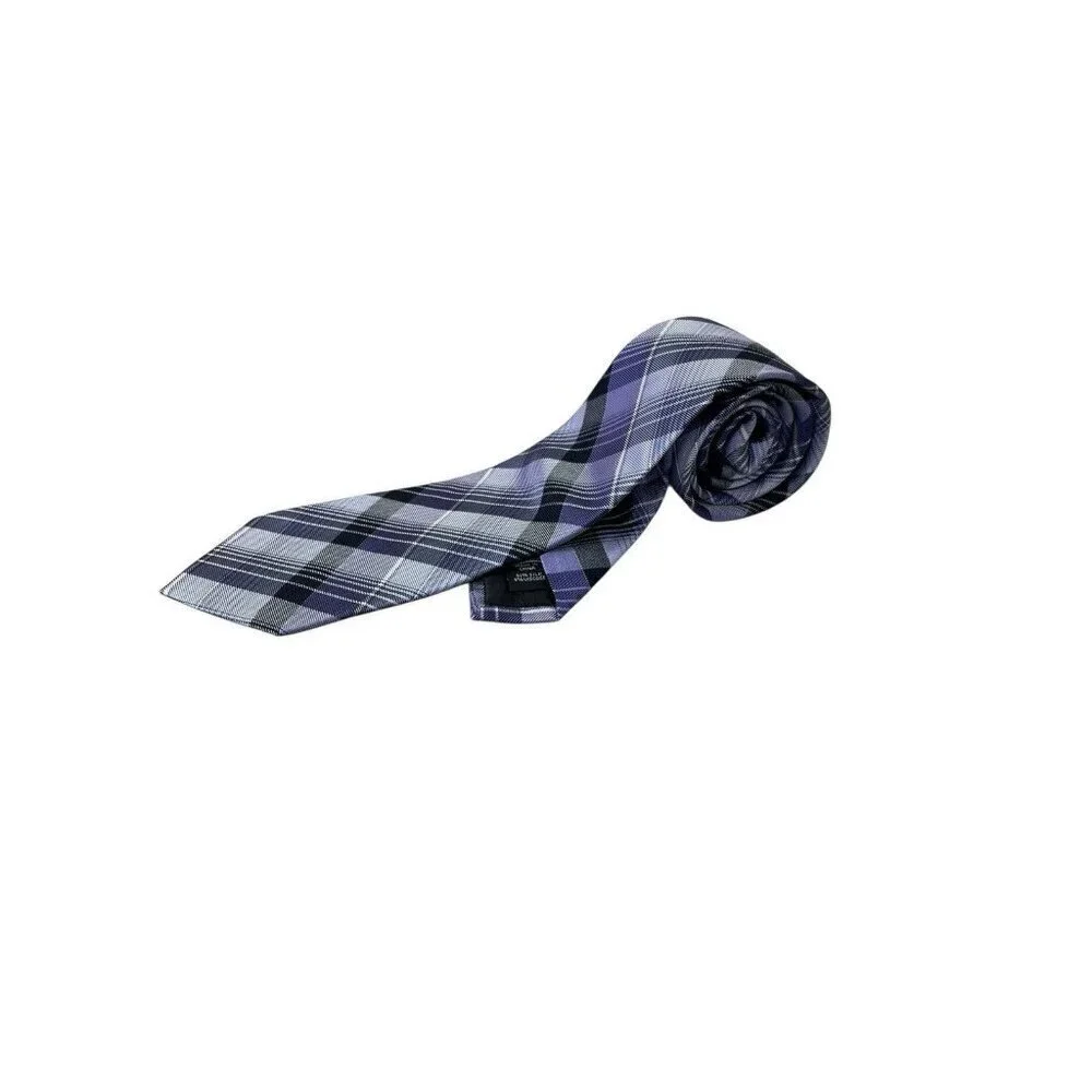 Calvin Klein Men's Dress Tie Men's Slim Plaid Tie Purple/Blue 58 Neck Tie Silk